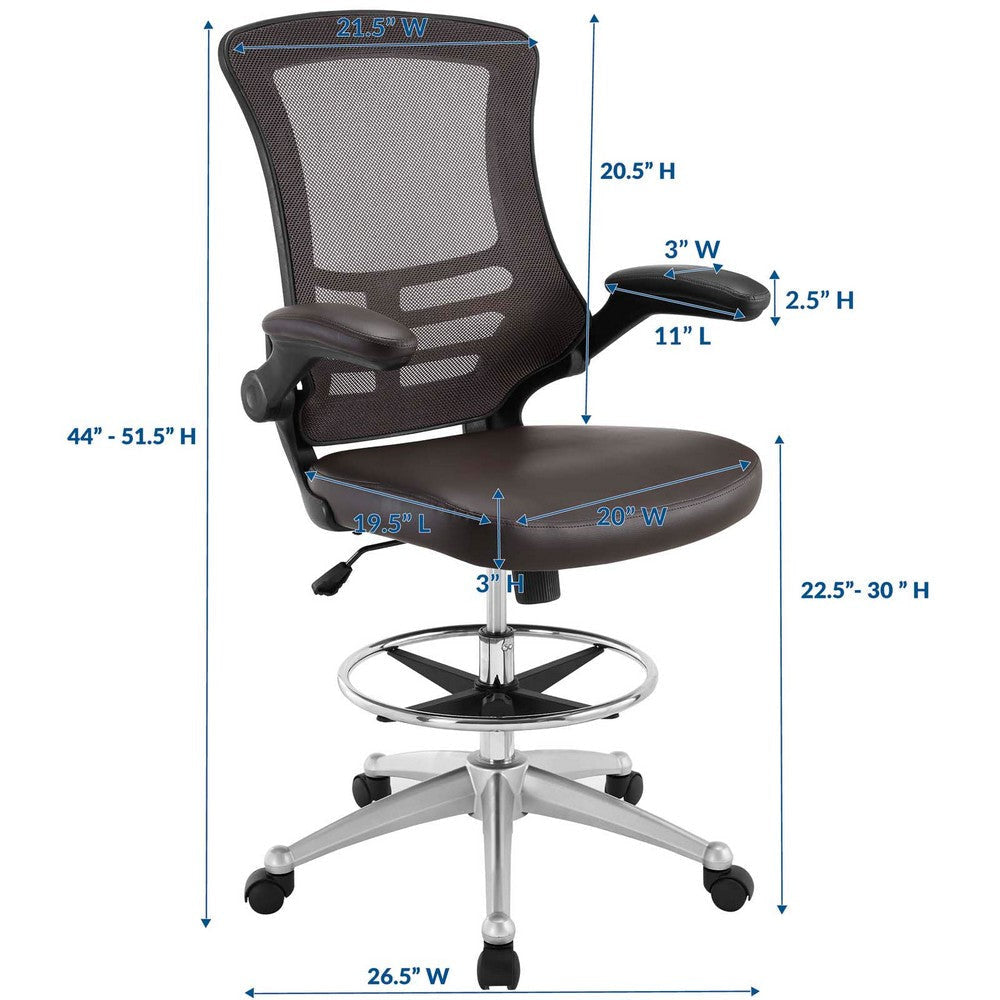 Attainment Vinyl Drafting Chair in Brown By Modway