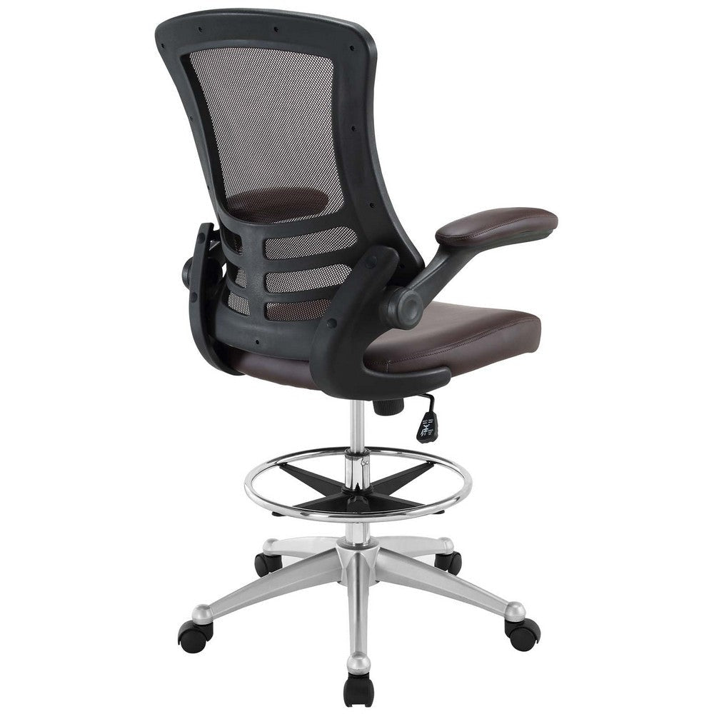 Attainment Vinyl Drafting Chair in Brown By Modway