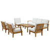 Modway Marina Premium Grade A Teak Wood 8-Piece Outdoor Patio Furniture Set in Natural White