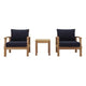 Modway EEI-1487-NAT-NAV-SET Marina 3 Piece Outdoor Patio Teak Set in Natural Navy, Two Armchairs and Side Table