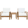 Modway EEI-1487-NAT-WHI-SET Marina Premium Grade A Teak Wood Outdoor Patio Furniture Set, 3 Piece, Natural White