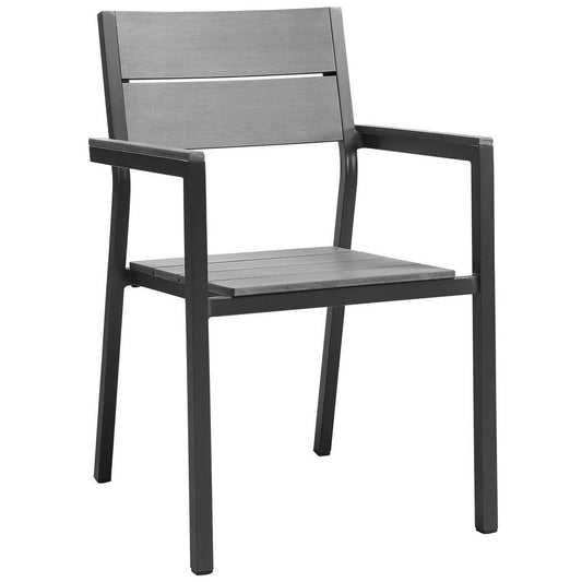 Brown Gray Maine Dining Outdoor Patio Armchair - No Shipping Charges