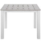 Modway Maine Aluminum Outdoor Patio 40’’ Dining Table in White Light Gray MDY-EEI-1507-WHI-LGR