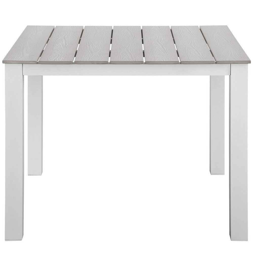 Modway Maine Aluminum Outdoor Patio 40’’ Dining Table in White Light Gray MDY-EEI-1507-WHI-LGR