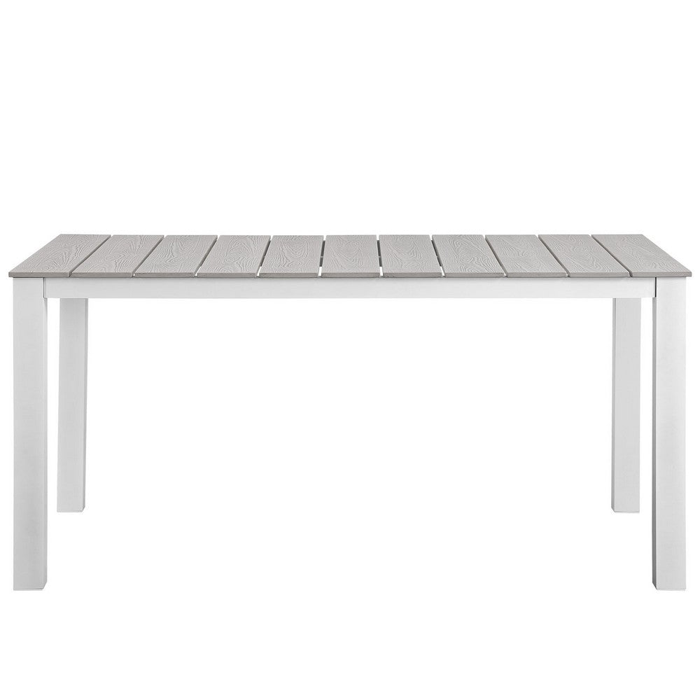 Maine 63" Outdoor Patio Dining Table by Modway| White Light Gray