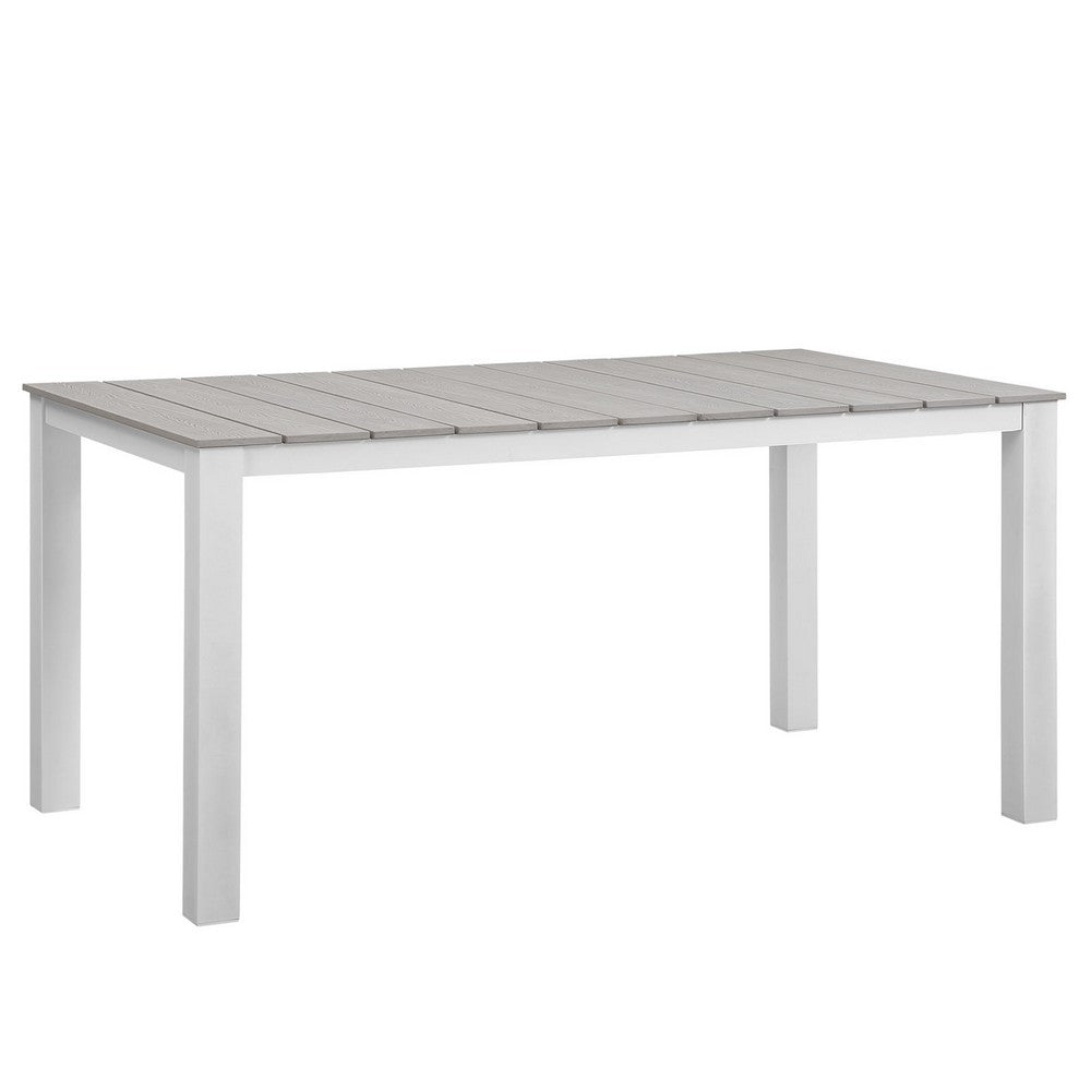 Maine 63" Outdoor Patio Dining Table by Modway| White Light Gray