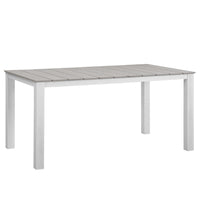 Maine 63" Outdoor Patio Dining Table by Modway| White Light Gray