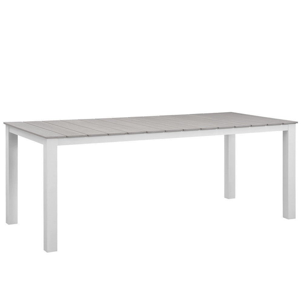 Modway EEI-1509-WHI-LGR Maine White Light Gray Outdoor Patio Dining, 80" Table