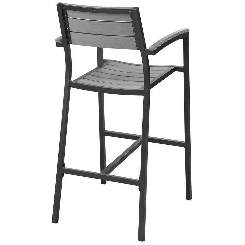 Brown Gray Maine Outdoor Patio Bar Stool - No Shipping Charges