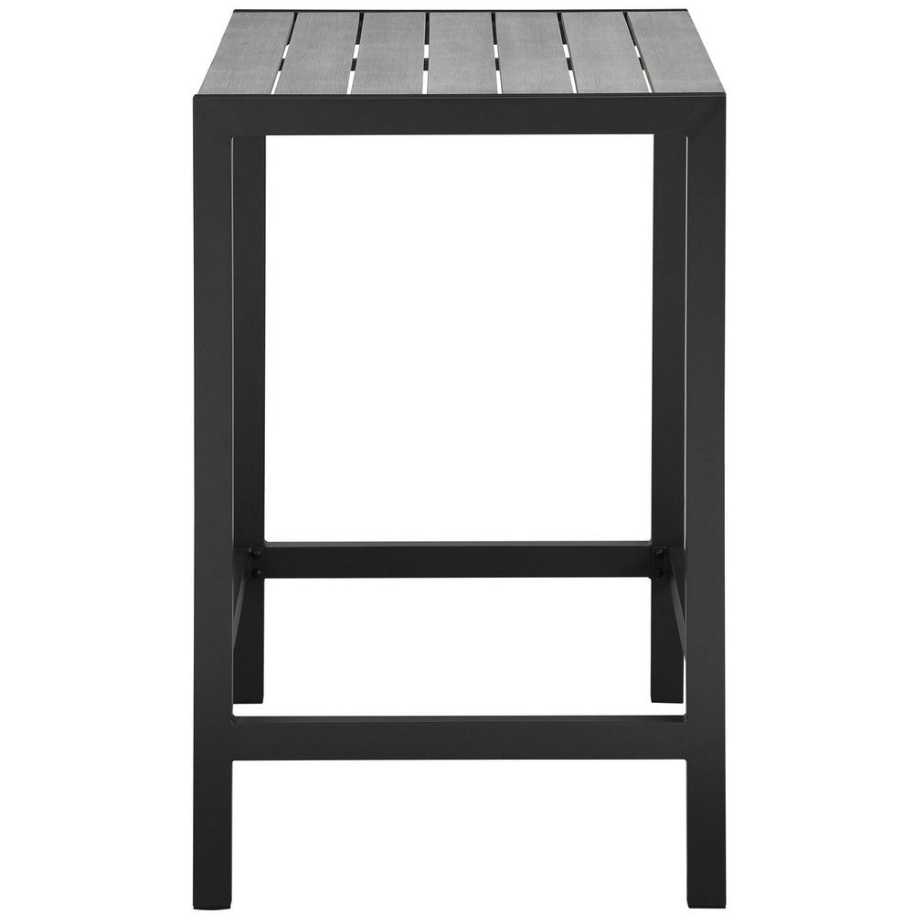 Modway Maine Aluminum Outdoor Patio Bar Table in Brown Gray