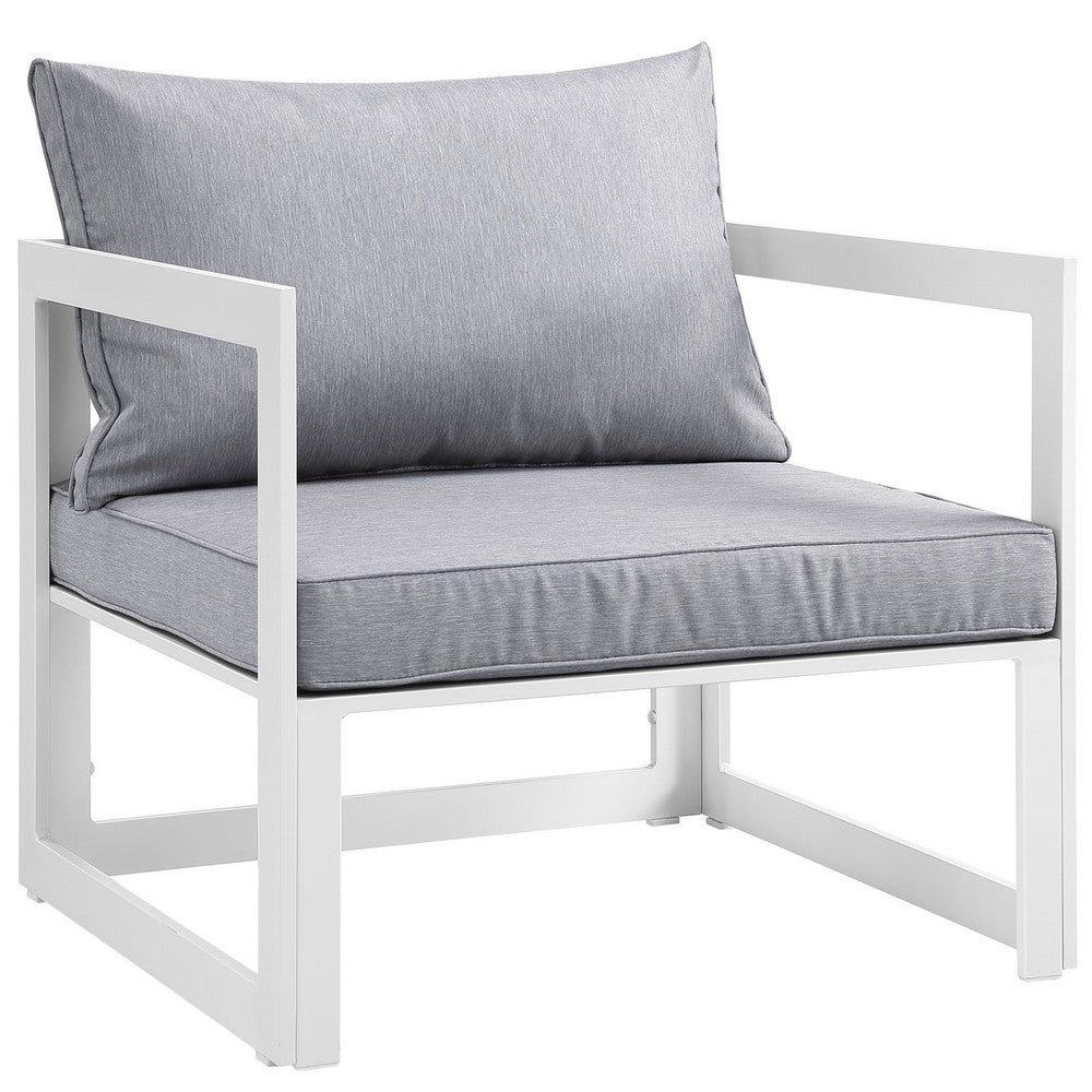 Fortuna Outdoor Patio Armchair by Modway| White Gray
