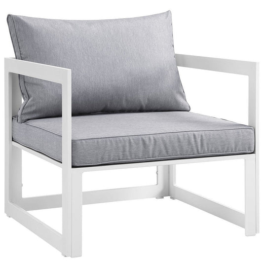 White Gray Fortuna Outdoor Patio Armchair - No Shipping Charges