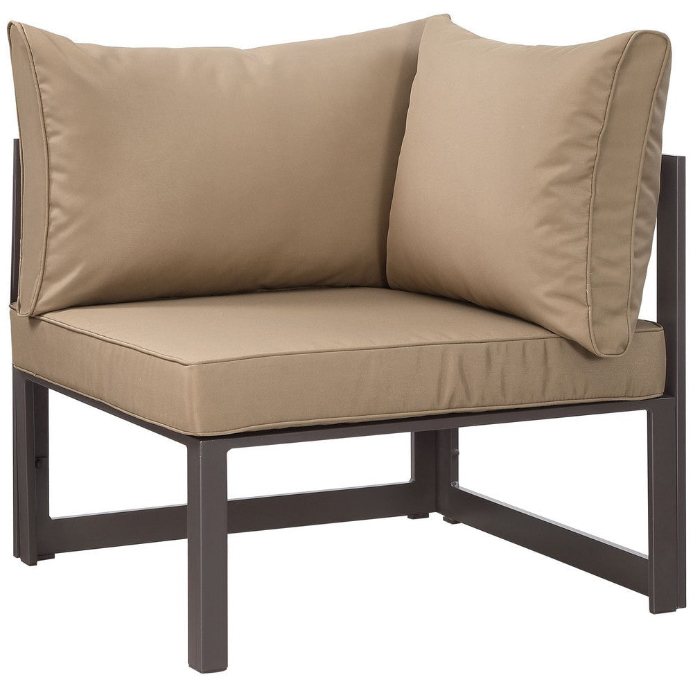 Modway Fortuna Aluminum Outdoor Patio Corner Chair in Brown Mocha