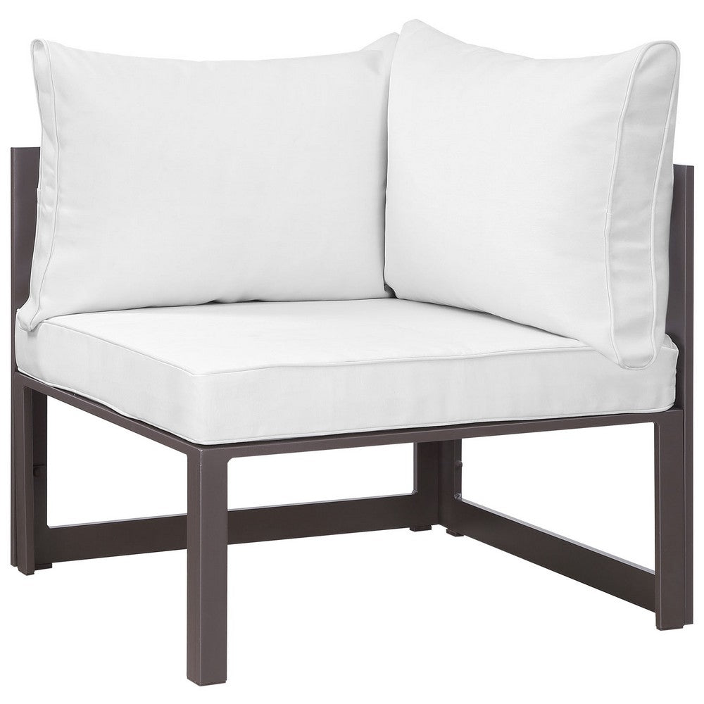 Brown White Fortuna Corner Outdoor Patio Armchair  - No Shipping Charges