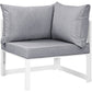 White Gray Fortuna Corner Outdoor Patio Armchair - No Shipping Charges
