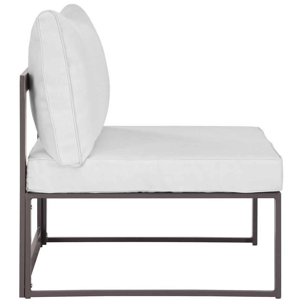 Fortuna Armless Outdoor Patio Chair by Modway| Brown White