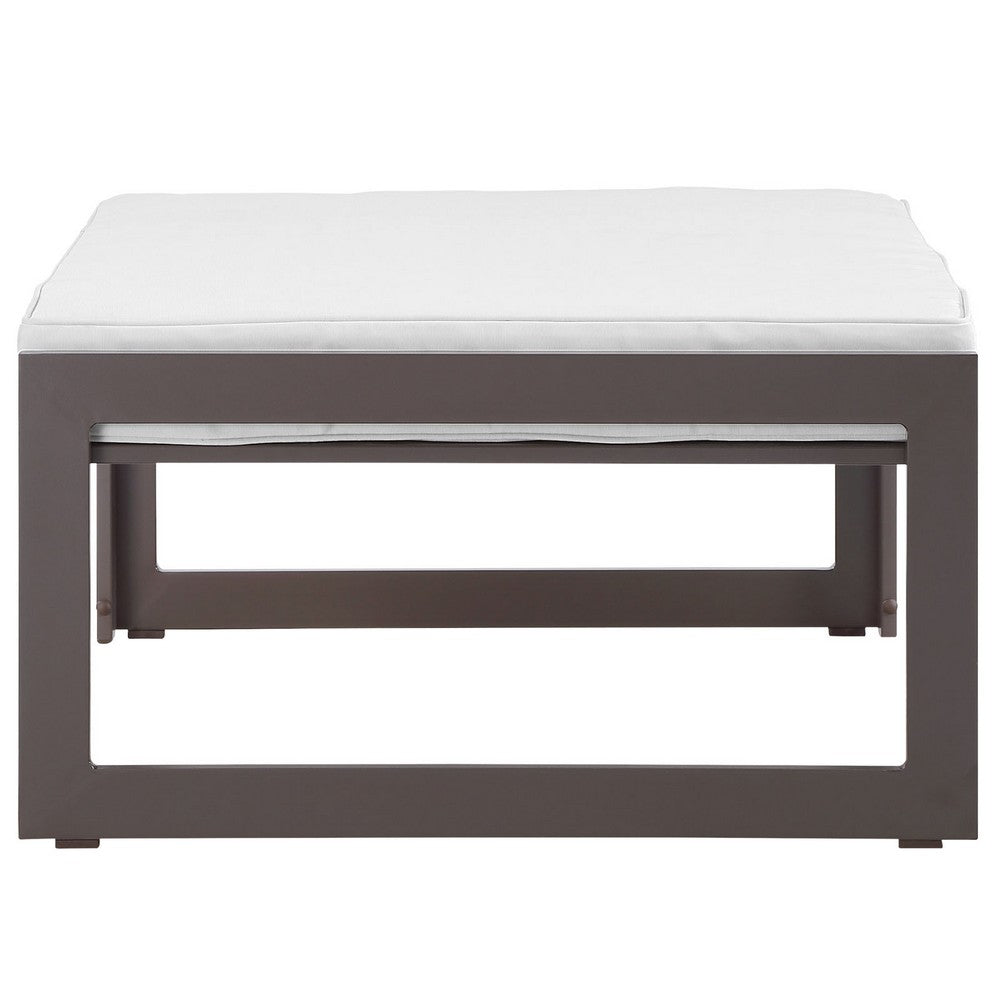 Fortuna Outdoor Patio Ottoman by Modway| Brown White