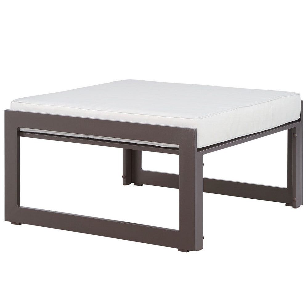 Fortuna Outdoor Patio Ottoman by Modway| Brown White