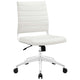 Modway Jive Ribbed Armless Mid Back Swivel Conference Chair In White