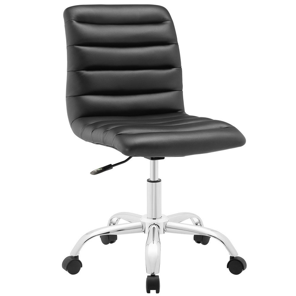 Black Ripple Armless Mid Back Office Chair - No Shipping Charges