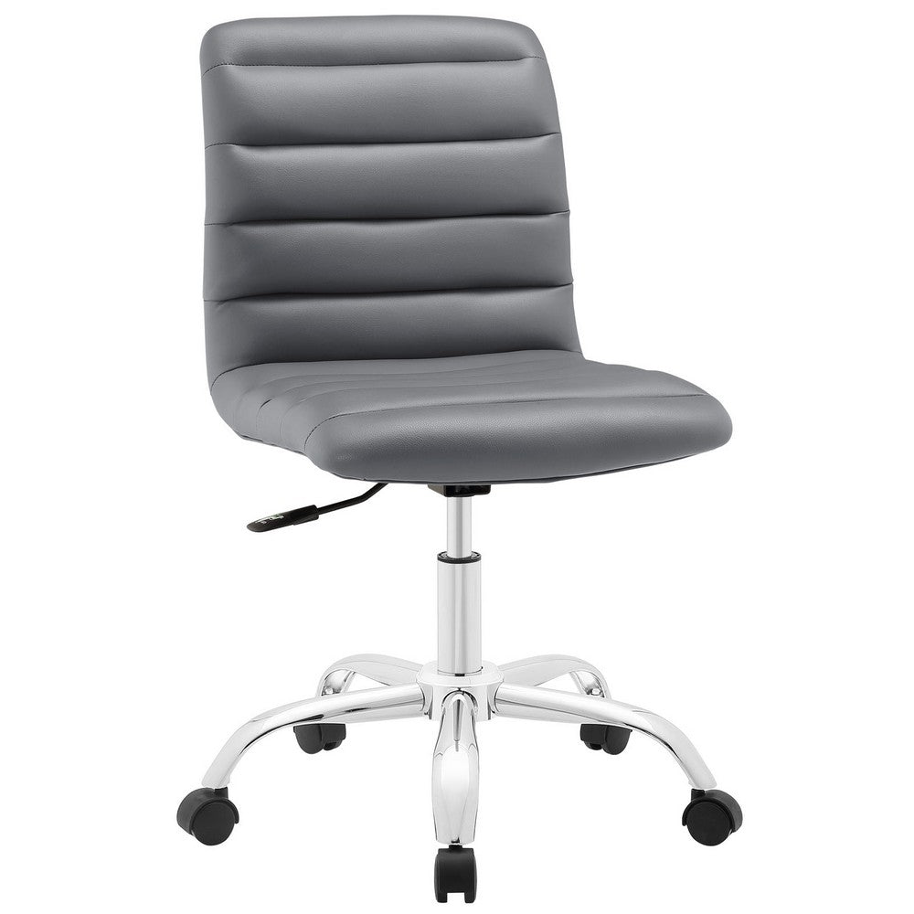 Gray Ripple Armless Mid Back Office Chair - No Shipping Charges