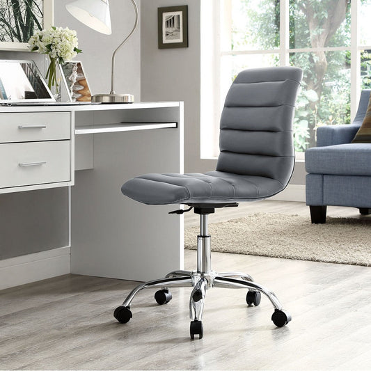 Gray Ripple Armless Mid Back Office Chair - No Shipping Charges