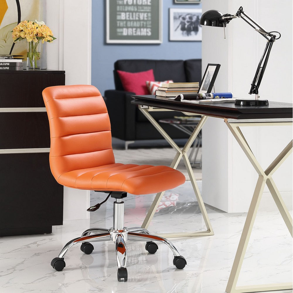 Modway Ripple Ribbed Armless Mid Back Swivel Computer Desk Office Chair In Orange MDY-EEI-1532-ORA