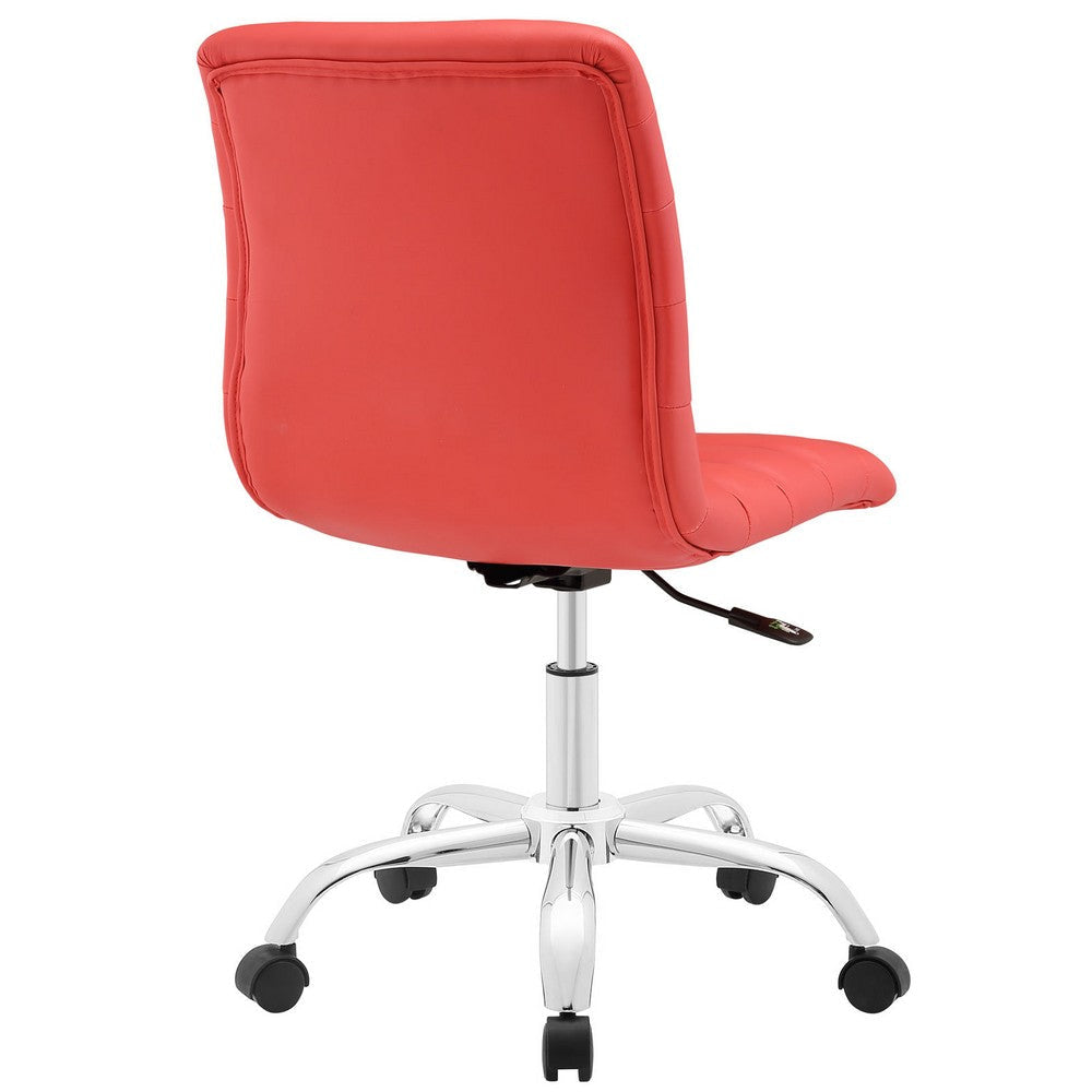 Modway Ripple Ribbed Armless Mid Back Swivel Computer Desk Office Chair In Red MDY-EEI-1532-RED