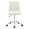 Modway Ripple Ribbed Armless Mid Back Swivel Conference Office Chair In White