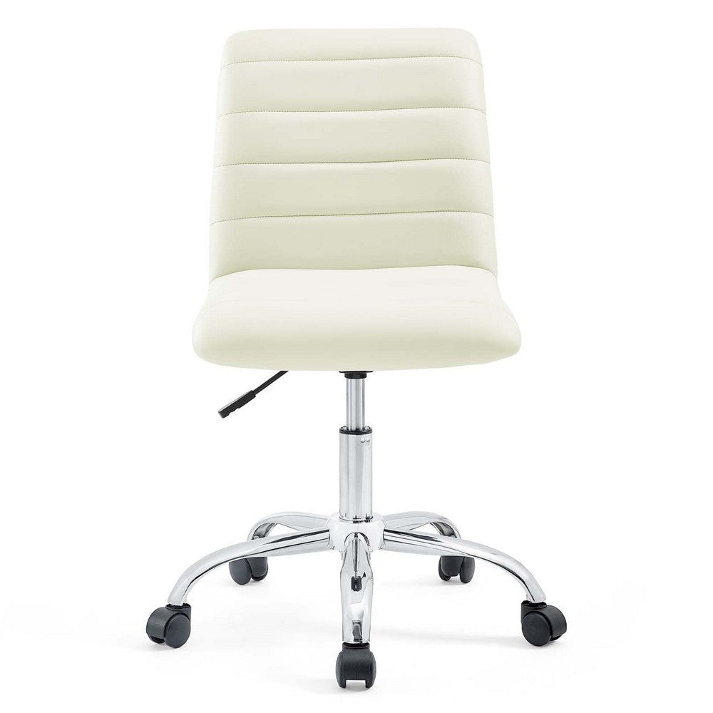 Modway Ripple Ribbed Armless Mid Back Swivel Conference Office Chair In White