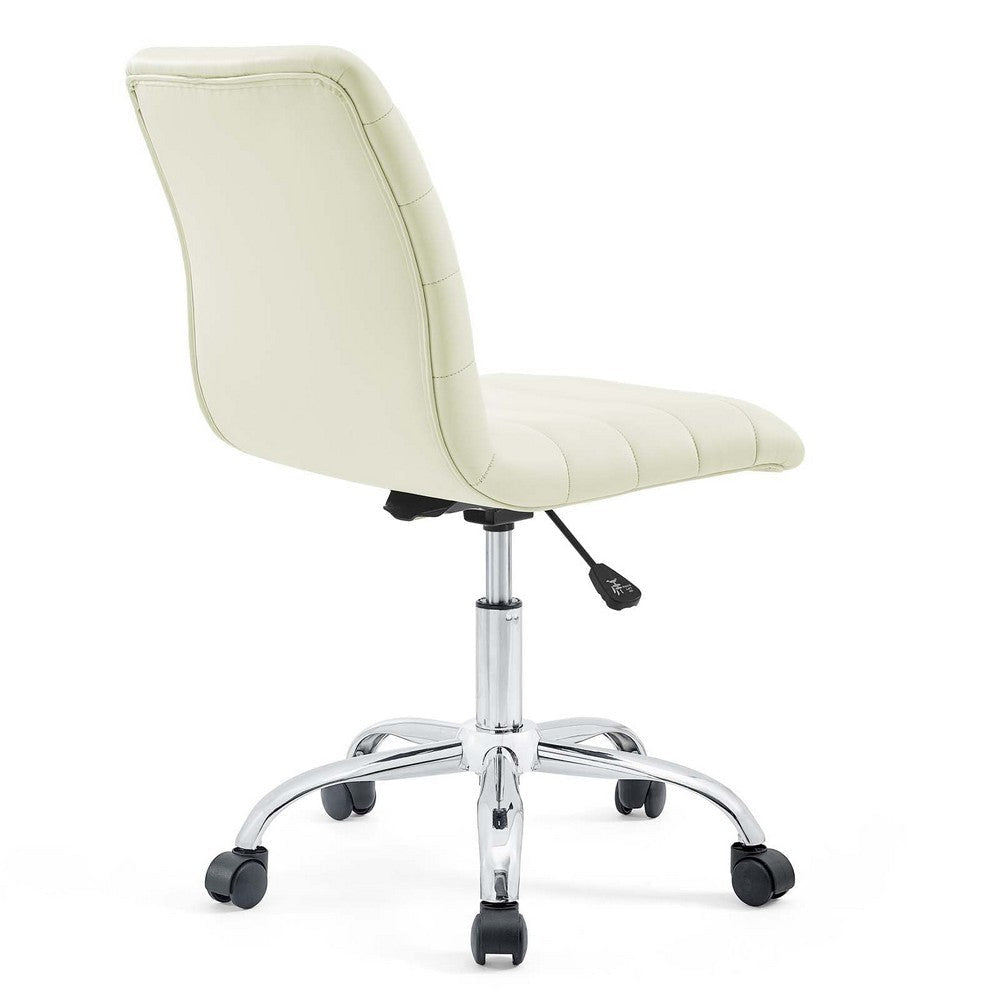 Modway Ripple Ribbed Armless Mid Back Swivel Conference Office Chair In White