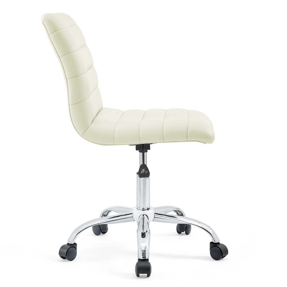 Modway Ripple Ribbed Armless Mid Back Swivel Conference Office Chair In White