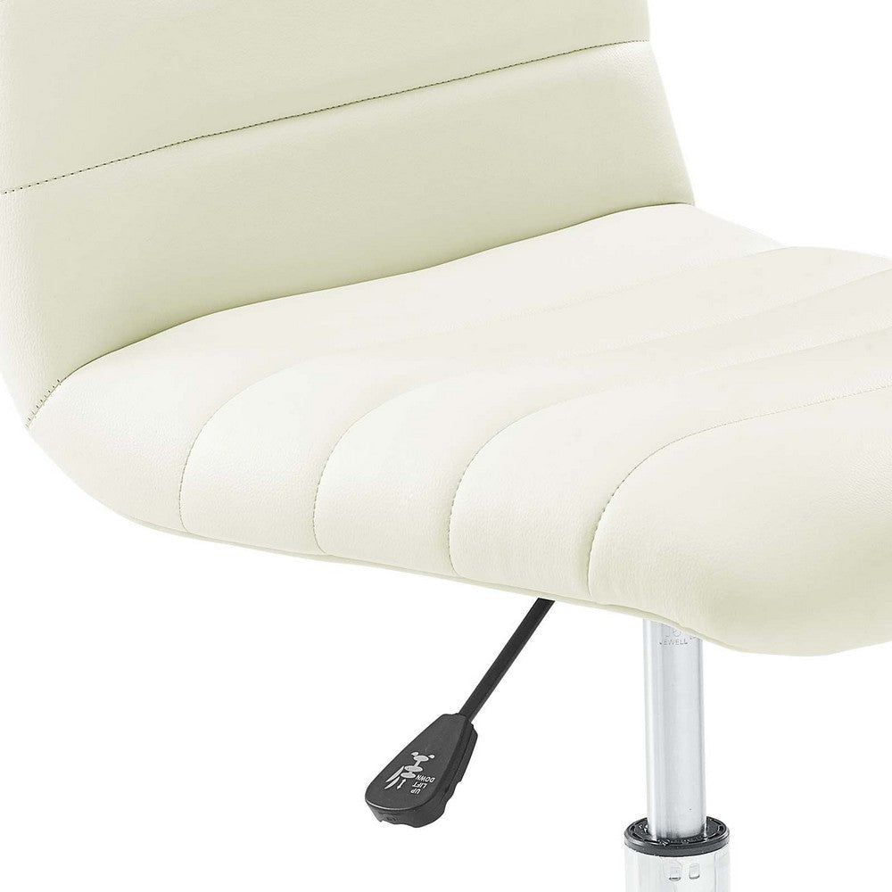 Modway Ripple Ribbed Armless Mid Back Swivel Conference Office Chair In White