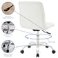 34 Inch Modern Office Chair, Chrome Star Base, Channel Tufting, White - No Shipping Charges