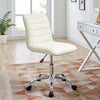 Modway Ripple Ribbed Armless Mid Back Swivel Conference Office Chair In White