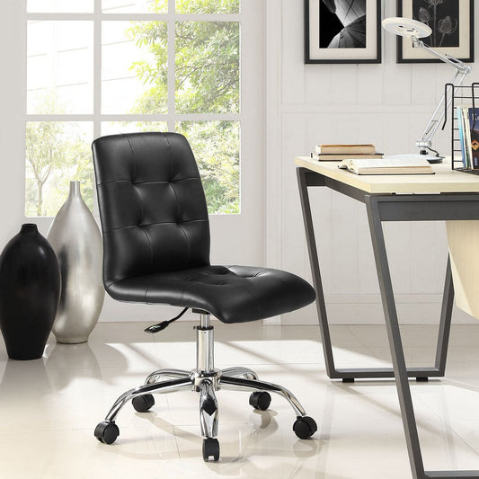 Black Prim Armless Mid Back Office Chair - No Shipping Charges