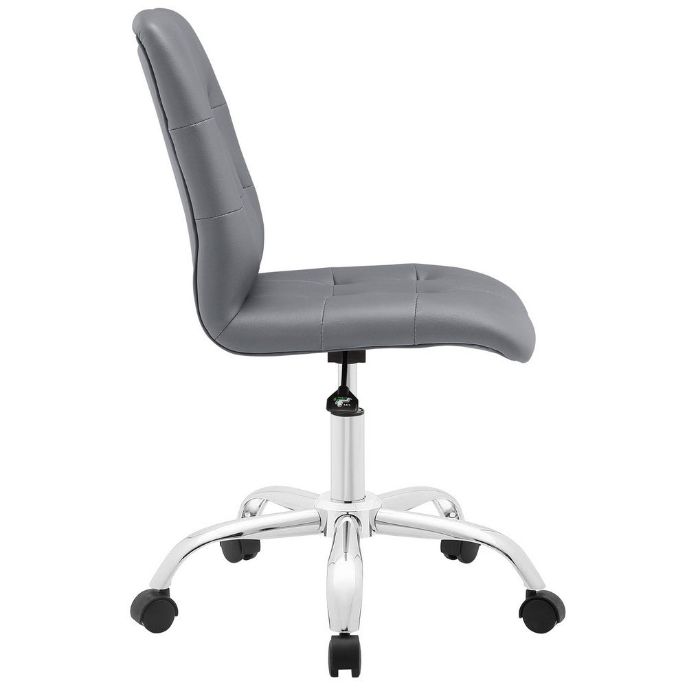Gray Prim Armless Mid Back Office Chair - No Shipping Charges