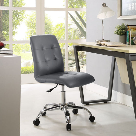 Gray Prim Armless Mid Back Office Chair - No Shipping Charges