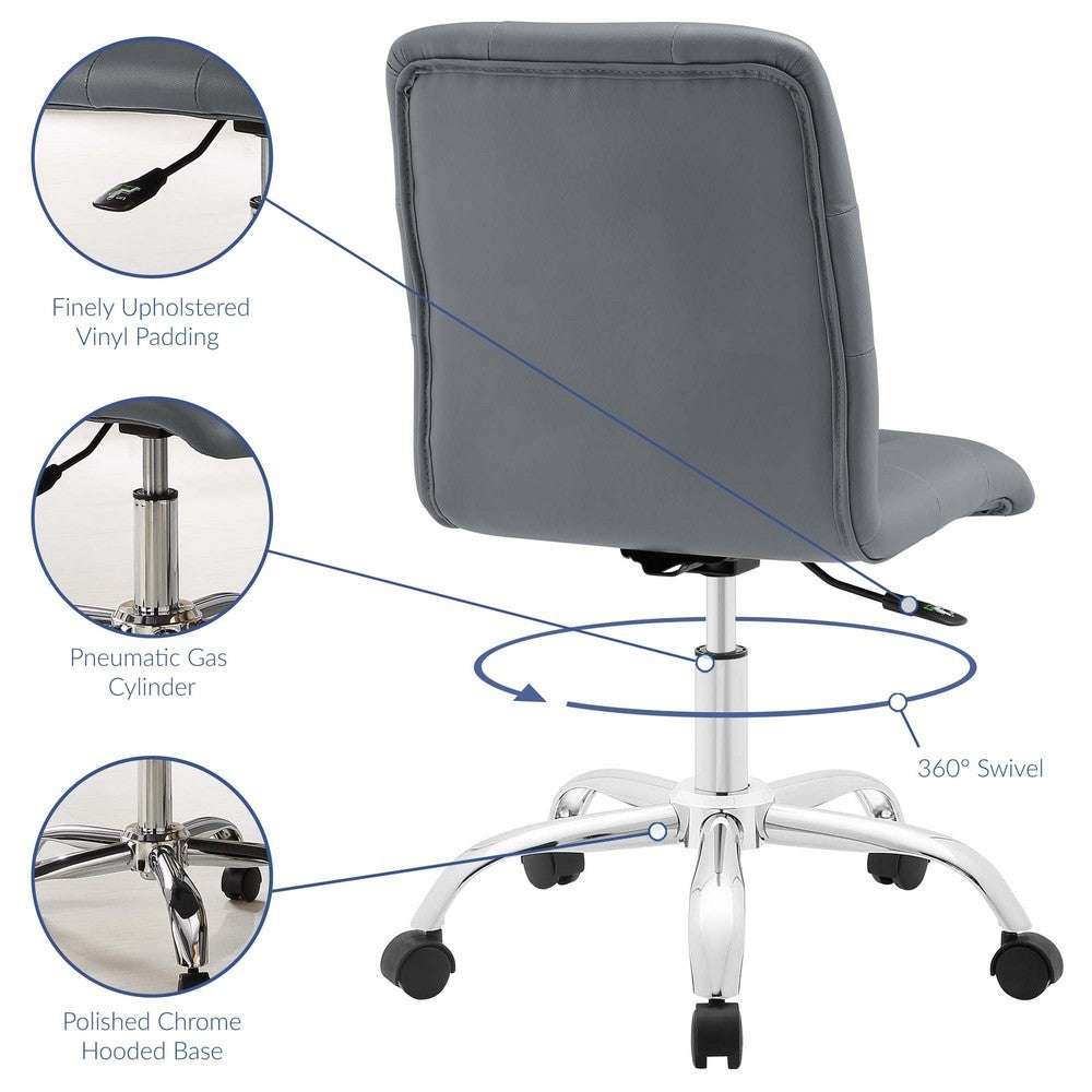 Prim Armless Mid Back Office Chair by Modway| Gray