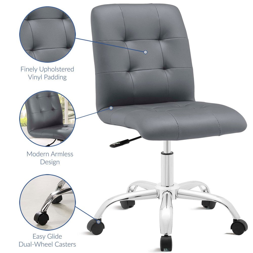 Prim Armless Mid Back Office Chair by Modway| Gray