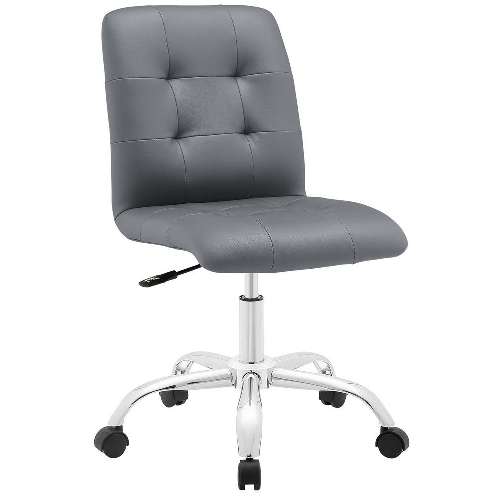 Gray Prim Armless Mid Back Office Chair - No Shipping Charges
