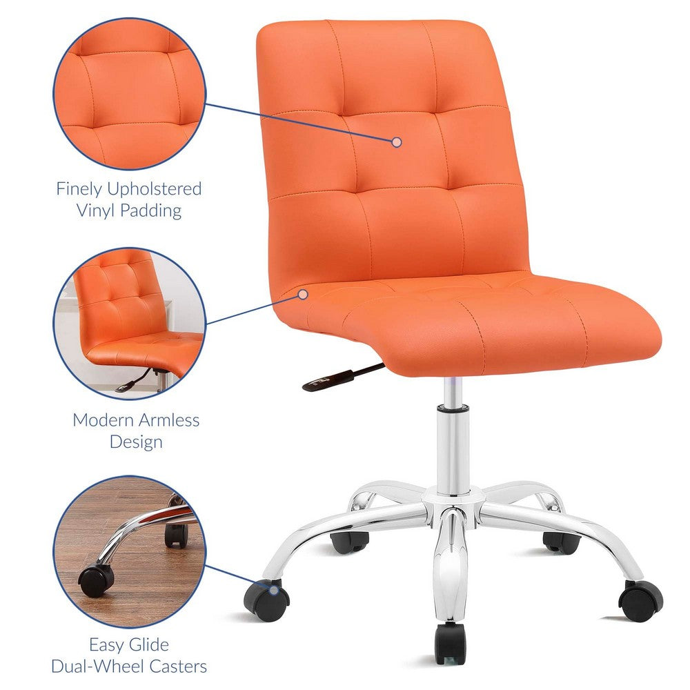 Prim Armless Mid Back Office Chair by Modway| Orange