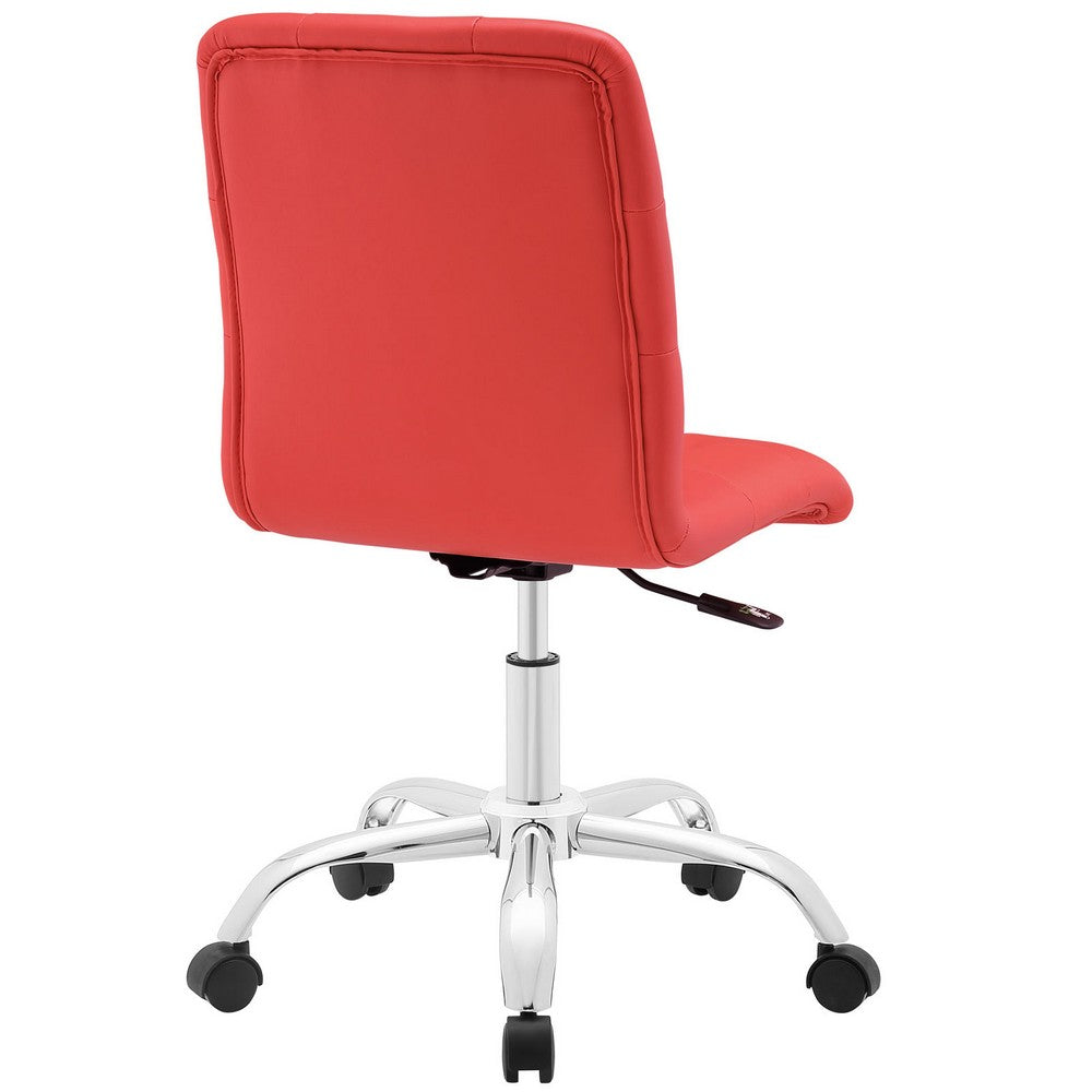 Red Prim Armless Mid Back Office Chair - No Shipping Charges