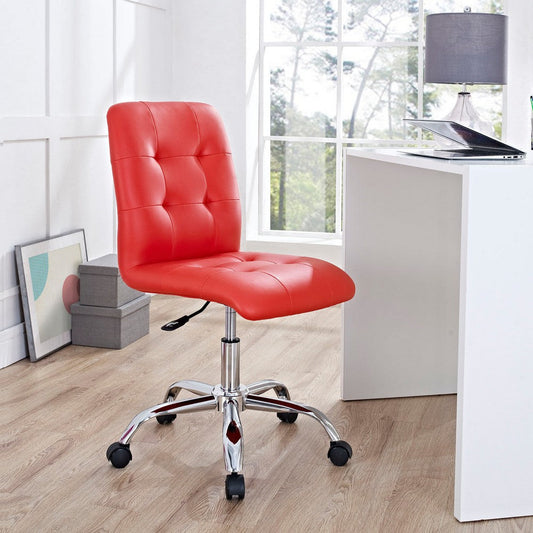 Red Prim Armless Mid Back Office Chair - No Shipping Charges