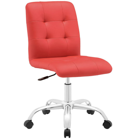Red Prim Armless Mid Back Office Chair - No Shipping Charges
