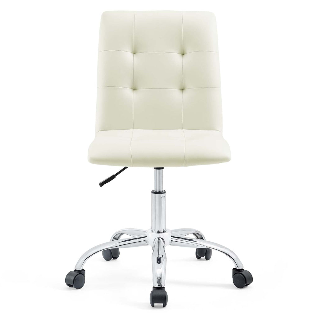 Prim Armless Mid Back Office Chair in White
