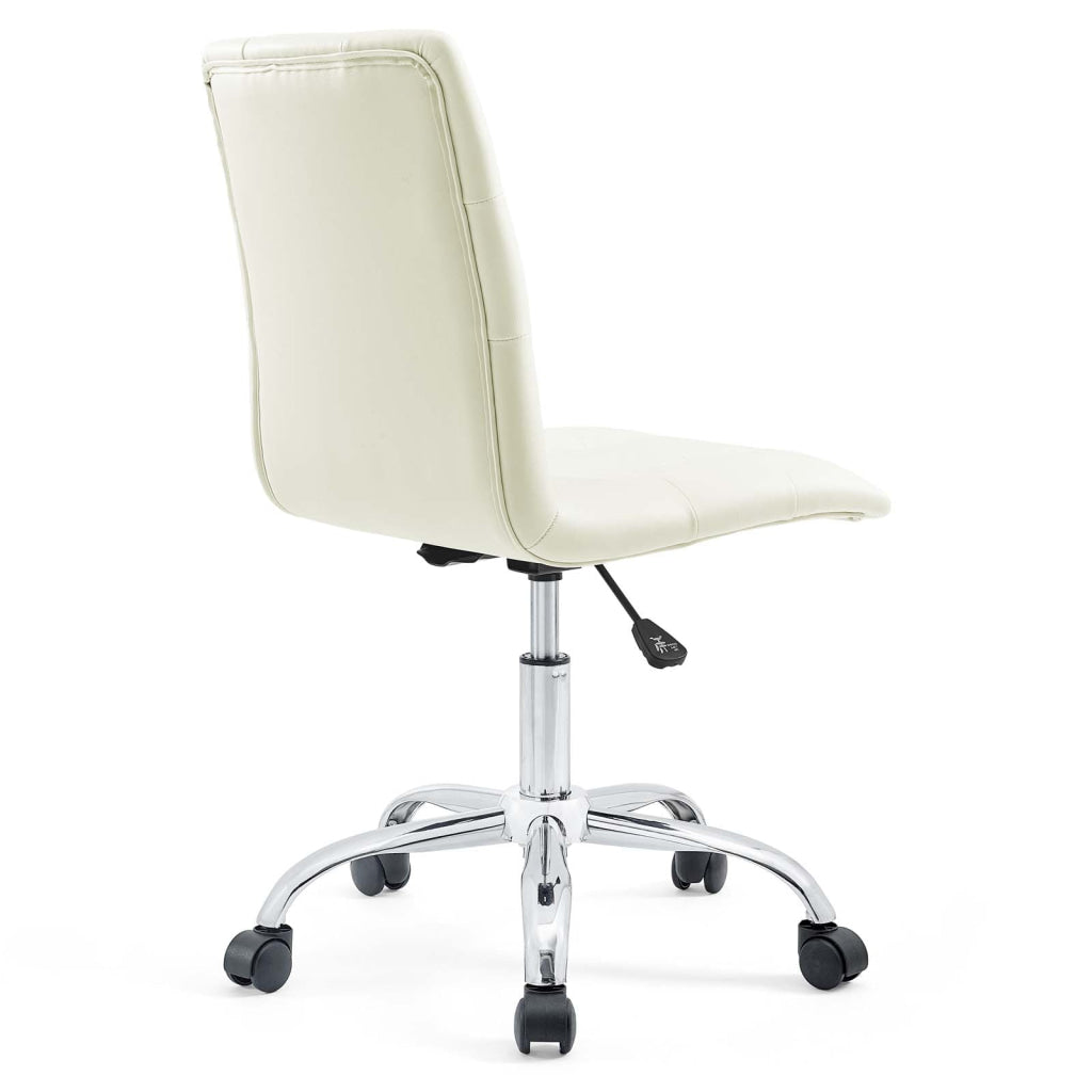 Prim Armless Mid Back Office Chair in White