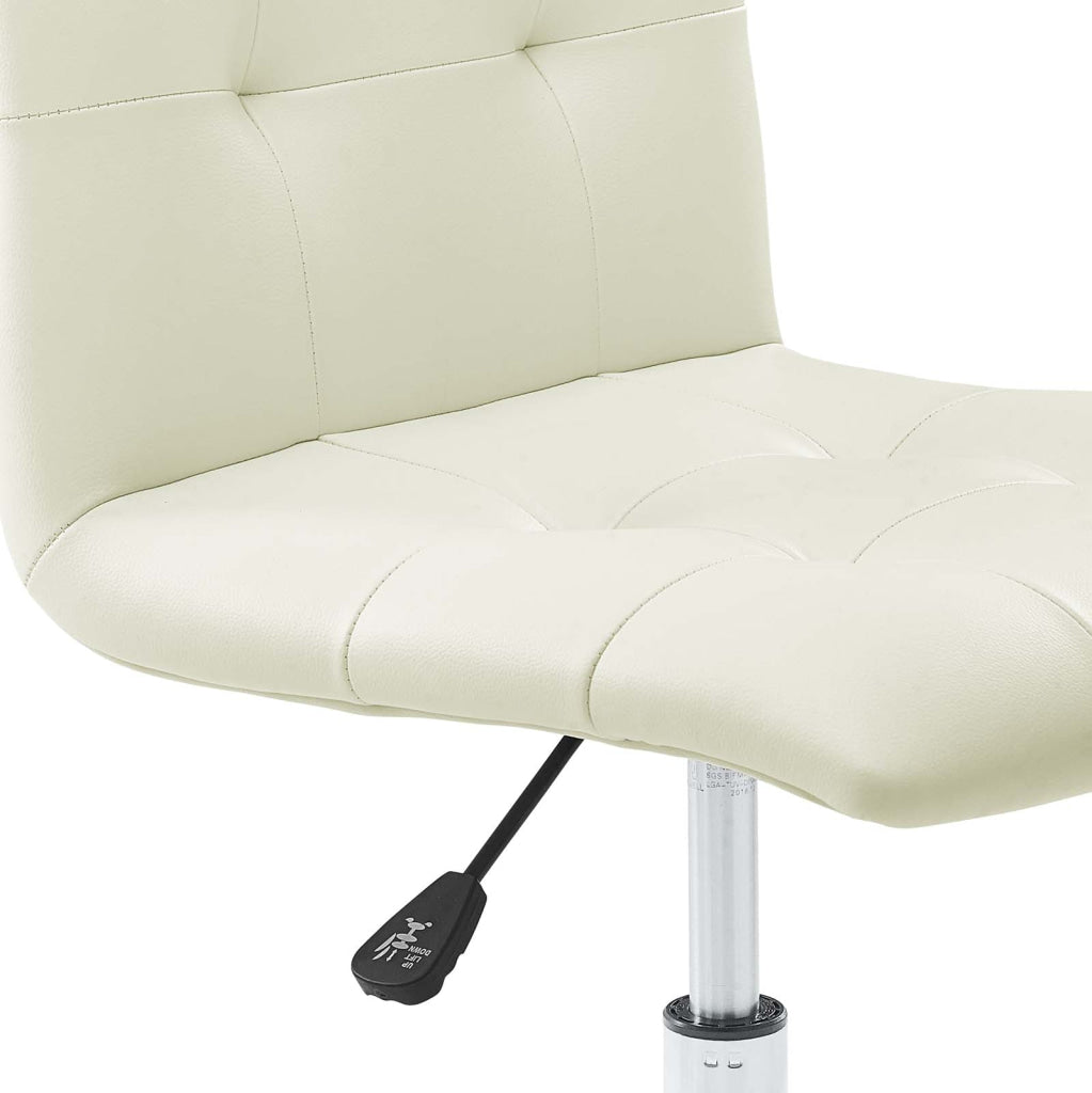 Prim Armless Mid Back Office Chair in White