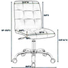 Prim Armless Mid Back Office Chair in White