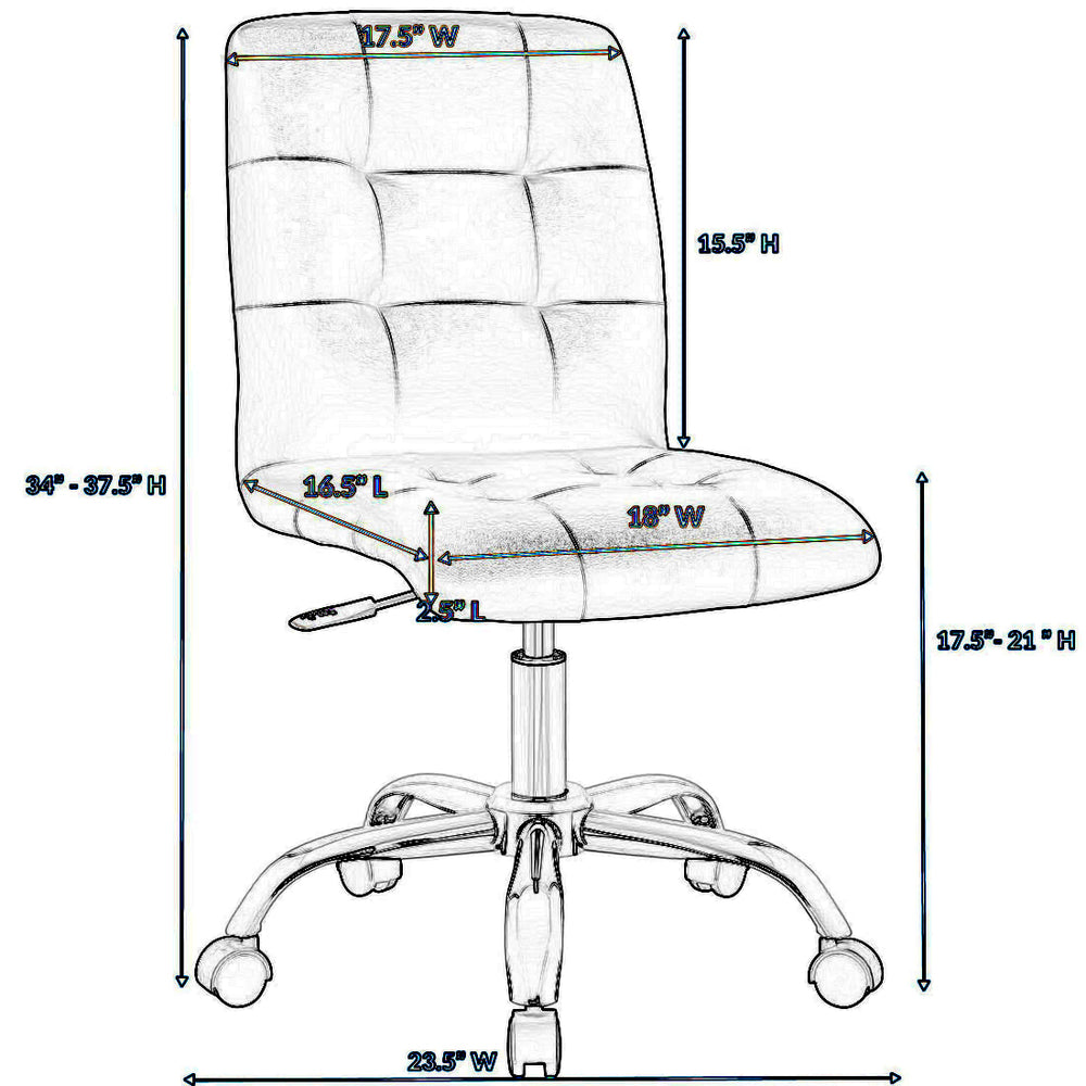 Prim Armless Mid Back Office Chair in White